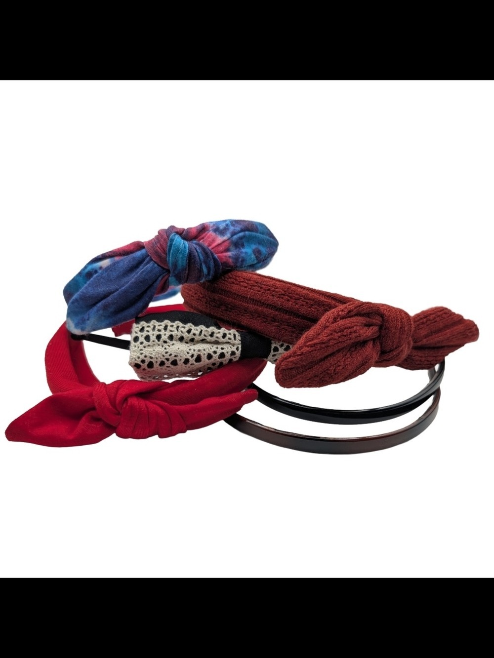 Assorted Set Of 6 Headbands Set - Red, Blue, Rust, Cream